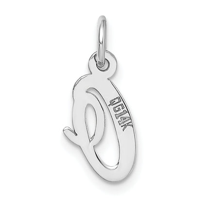 14K Weißgold 14K Weißgold Klein Schreibschrift Buchstabe O Initiale Charm