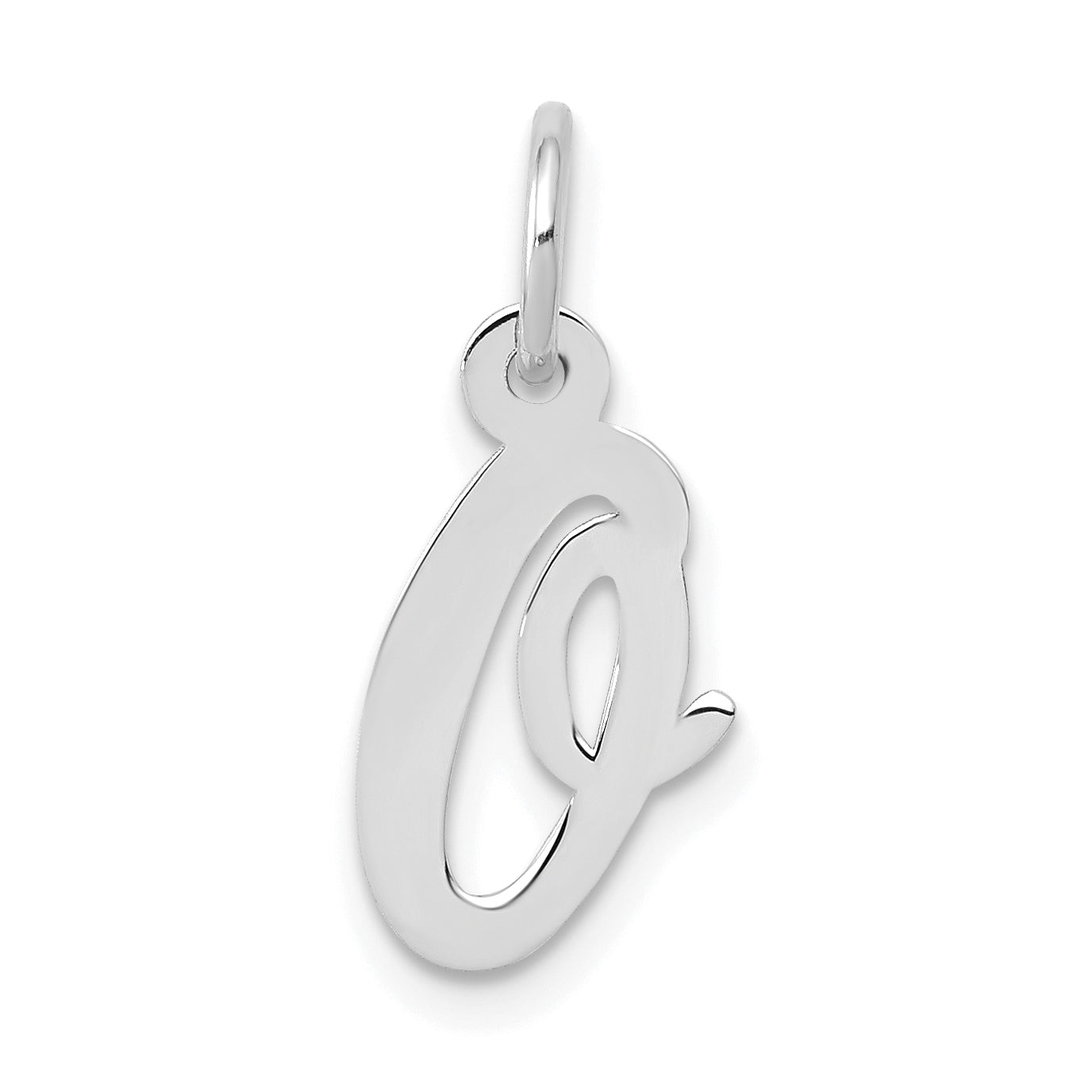 14K Weißgold 14K Weißgold Klein Schreibschrift Buchstabe O Initiale Charm