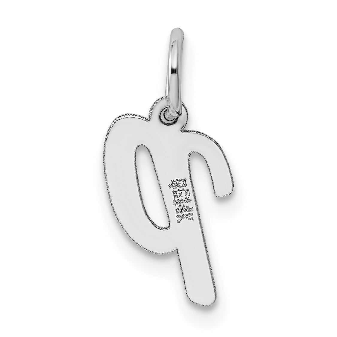 14K Weißgold 14K Weißgold Klein Schreibschrift Buchstabe P Initiale Charm