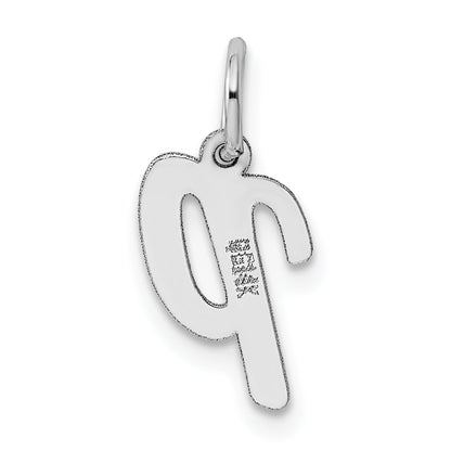 14K Weißgold 14K Weißgold Klein Schreibschrift Buchstabe P Initiale Charm