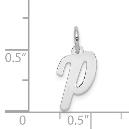 14K Weißgold 14K Weißgold Klein Schreibschrift Buchstabe P Initiale Charm