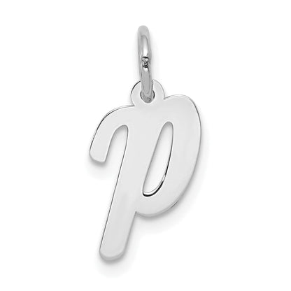 14K Weißgold 14K Weißgold Klein Schreibschrift Buchstabe P Initiale Charm