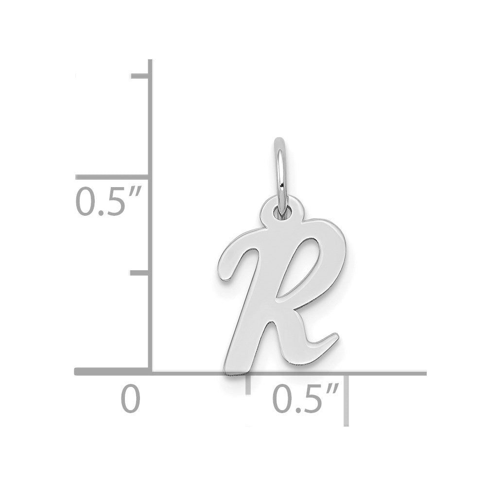 14K Weißgold 14K Weißgold Klein Schreibschrift Buchstabe R Initiale Charm