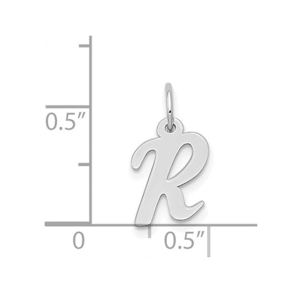 14K Weißgold 14K Weißgold Klein Schreibschrift Buchstabe R Initiale Charm