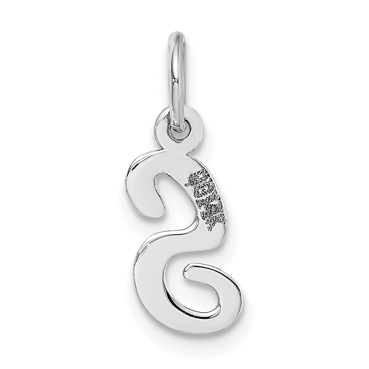 14K Weißgold 14K Weißgold Klein Schreibschrift Buchstabe S Initiale Charm