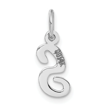 14K Weißgold 14K Weißgold Klein Schreibschrift Buchstabe S Initiale Charm