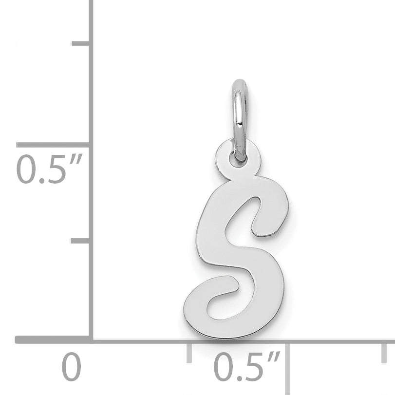 14K Weißgold 14K Weißgold Klein Schreibschrift Buchstabe S Initiale Charm