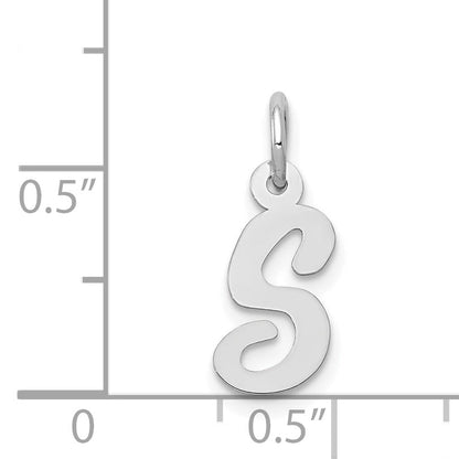 14K Weißgold 14K Weißgold Klein Schreibschrift Buchstabe S Initiale Charm