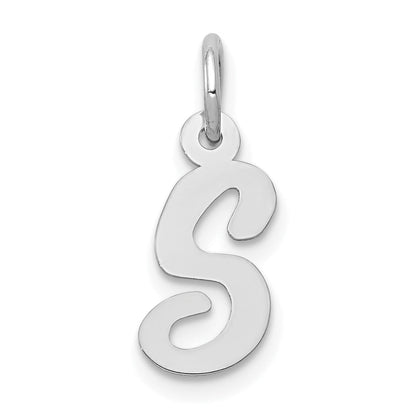 14K Weißgold 14K Weißgold Klein Schreibschrift Buchstabe S Initiale Charm