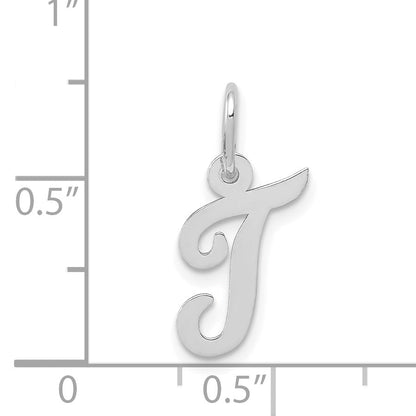 14K Weißgold Klein Schreibschrift Buchstabe T Initiale Charm