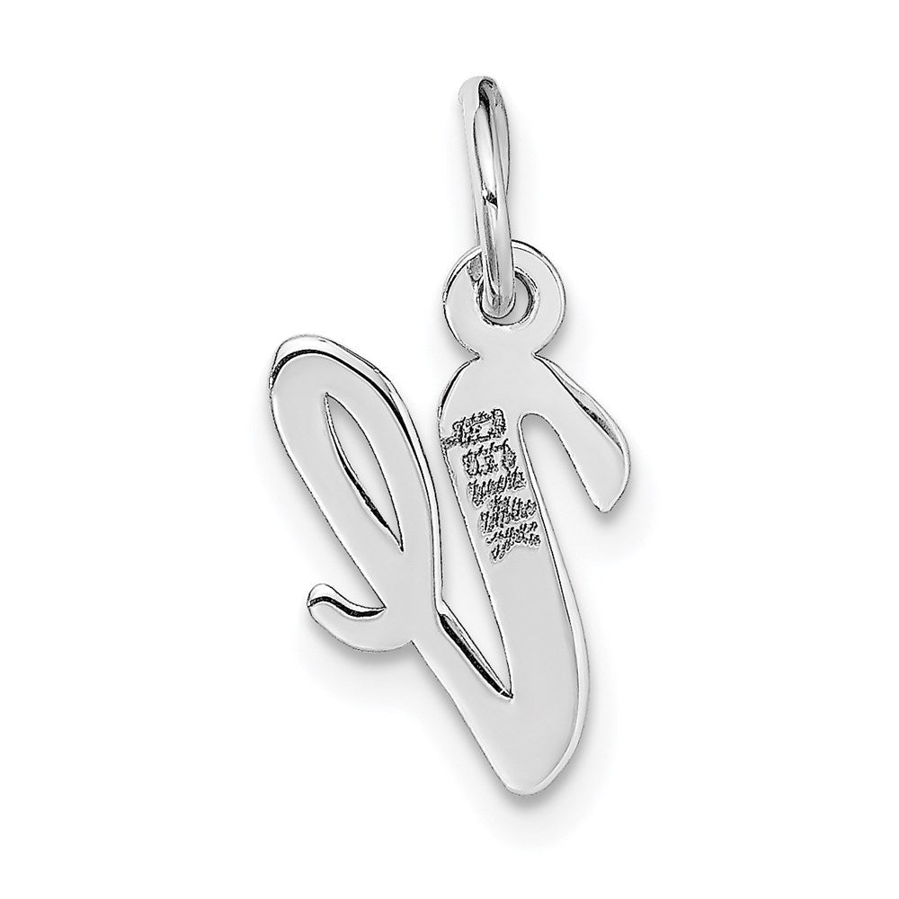 14K Weißgold 14K Weißgold Klein Schreibschrift Buchstabe V Initiale Charm