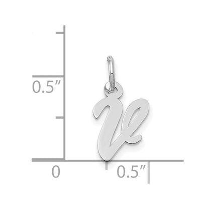 14K Weißgold 14K Weißgold Klein Schreibschrift Buchstabe V Initiale Charm