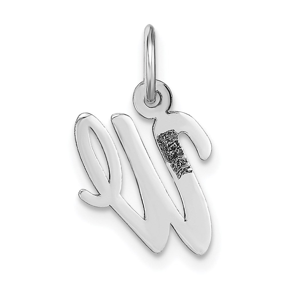 14K Weißgold 14K Weißgold Klein Schreibschrift Buchstabe W Initiale Charm