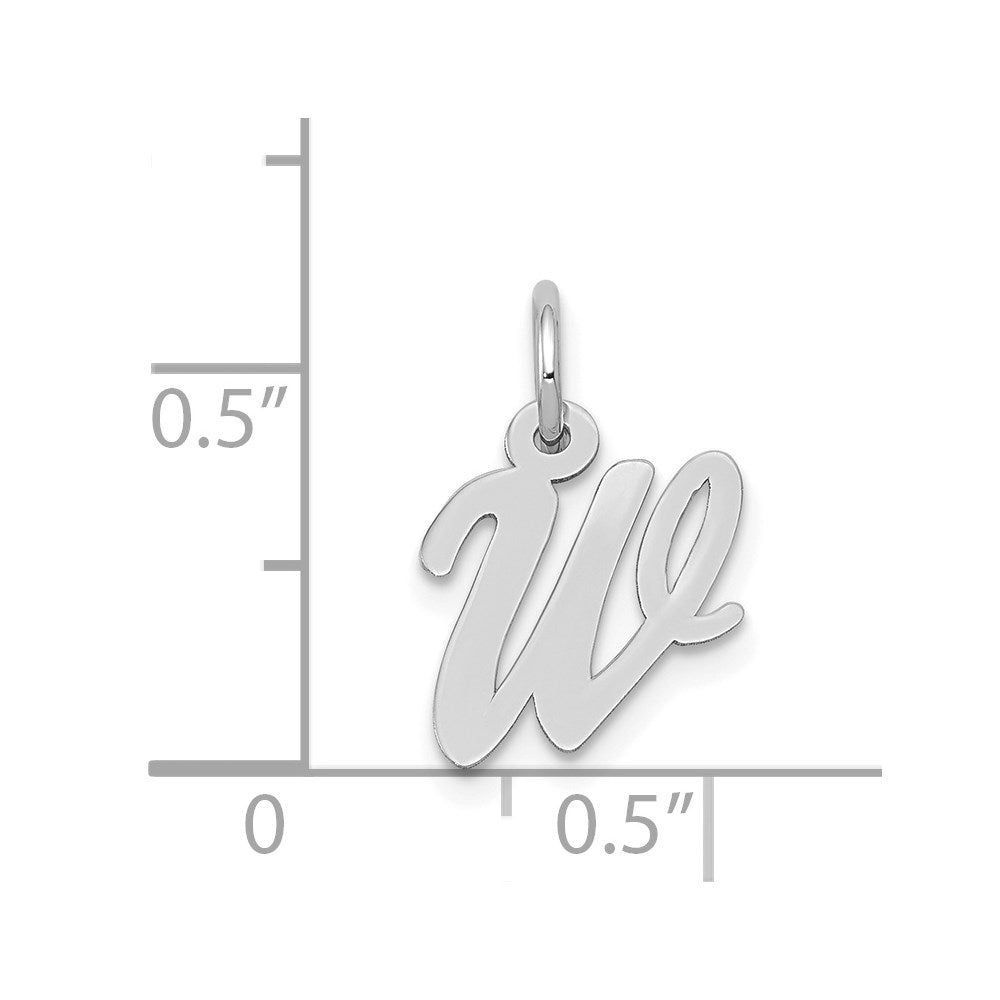 14K Weißgold 14K Weißgold Klein Schreibschrift Buchstabe W Initiale Charm