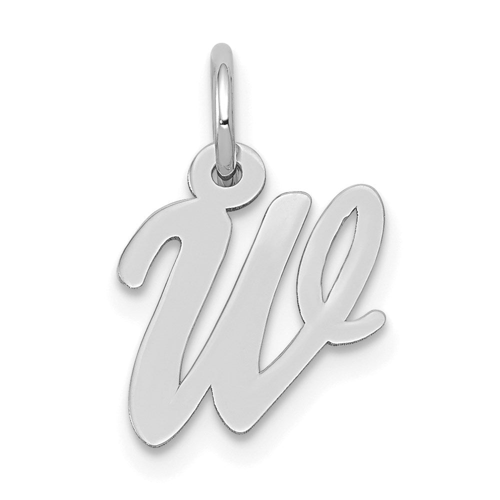 14K Weißgold 14K Weißgold Klein Schreibschrift Buchstabe W Initiale Charm