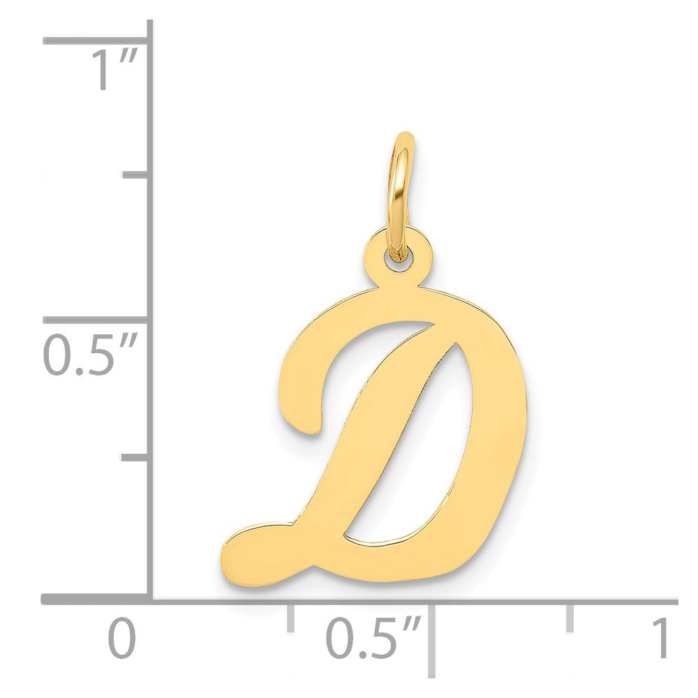14K Gelbgold 14K Mittel Schreibschrift Buchstabe D Initiale Charm