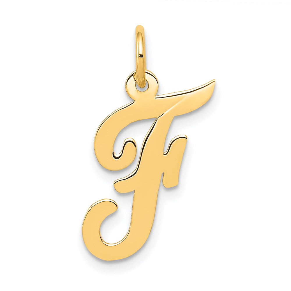 14K Gelbgold 14K Mittel Schreibschrift Buchstabe F Initiale Charm