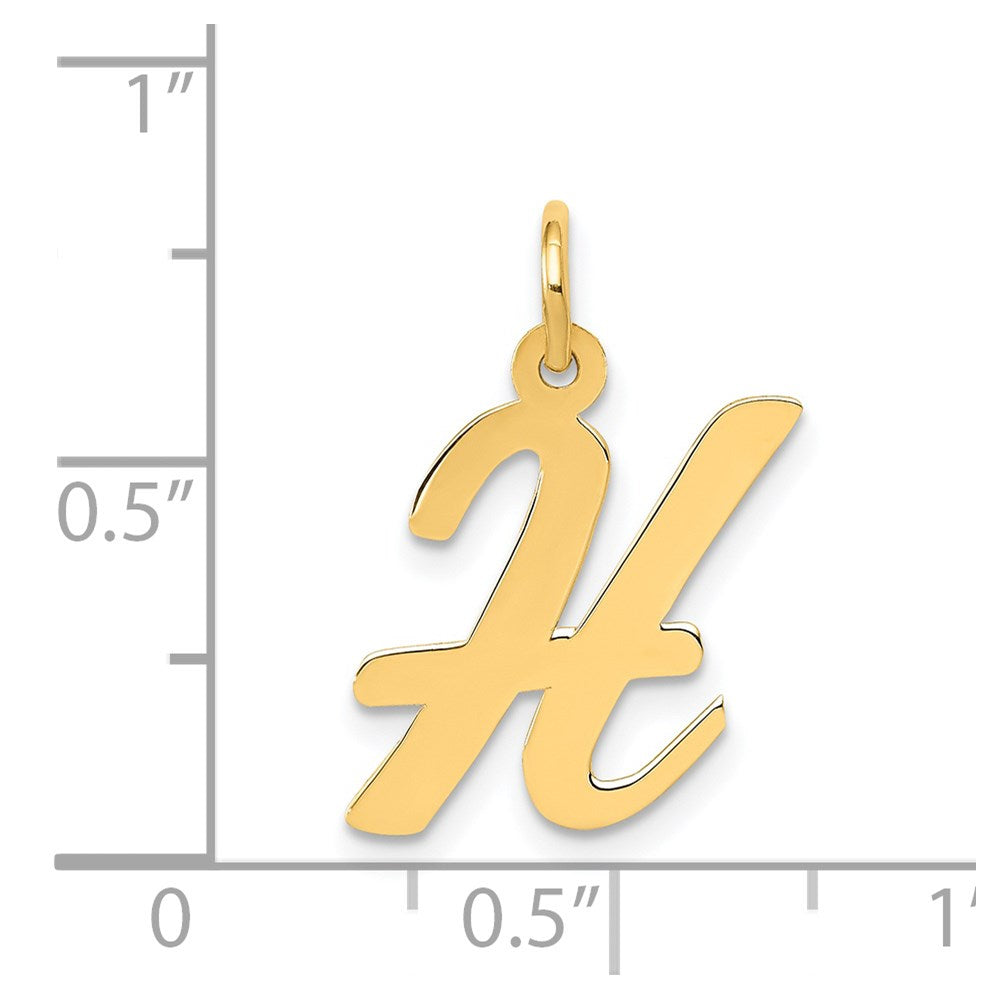 14K Gelbgold 14K Mittel Schreibschrift Buchstabe H Initiale Charm
