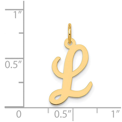 14K Gelbgold 14K Mittel Schreibschrift Buchstabe L Initiale Charm