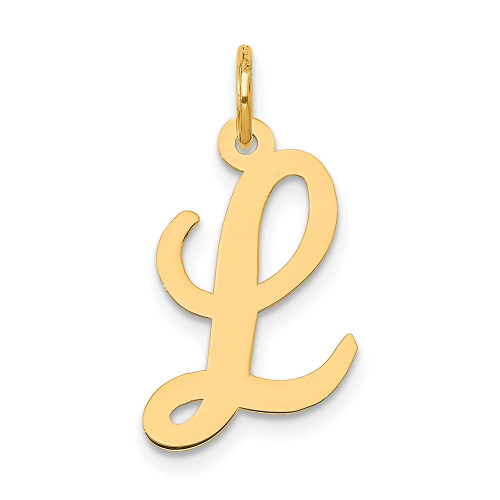 14K Gelbgold 14K Mittel Schreibschrift Buchstabe L Initiale Charm