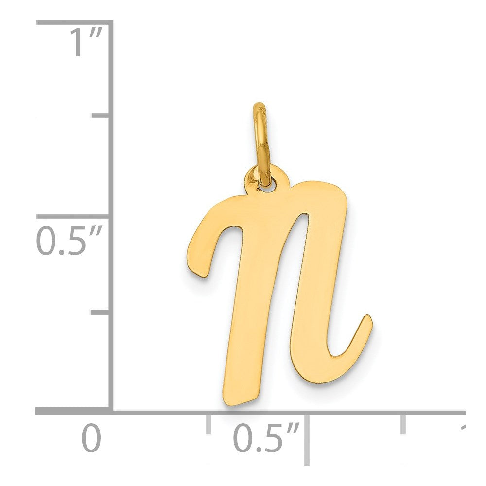 14K Gelbgold 14K Mittel Schreibschrift Buchstabe N Initiale Charm