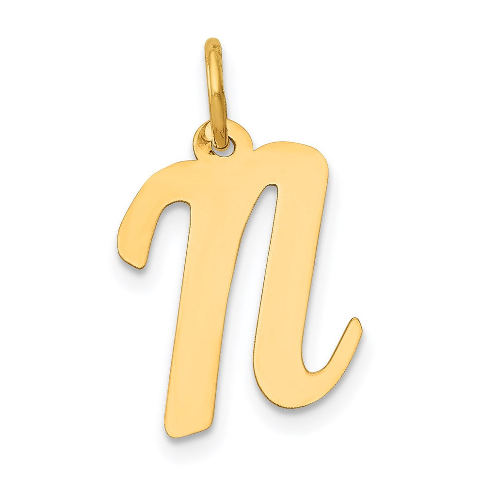 14K Gelbgold 14K Mittel Schreibschrift Buchstabe N Initiale Charm