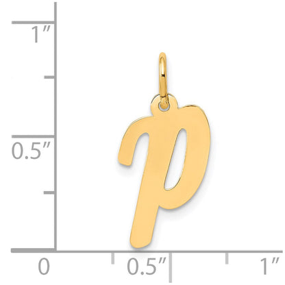 14K Gelbgold 14K Mittel Schreibschrift Buchstabe P Initiale Charm