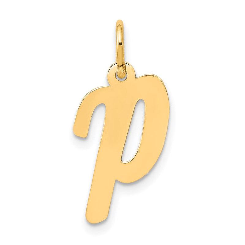 14K Gelbgold 14K Mittel Schreibschrift Buchstabe P Initiale Charm