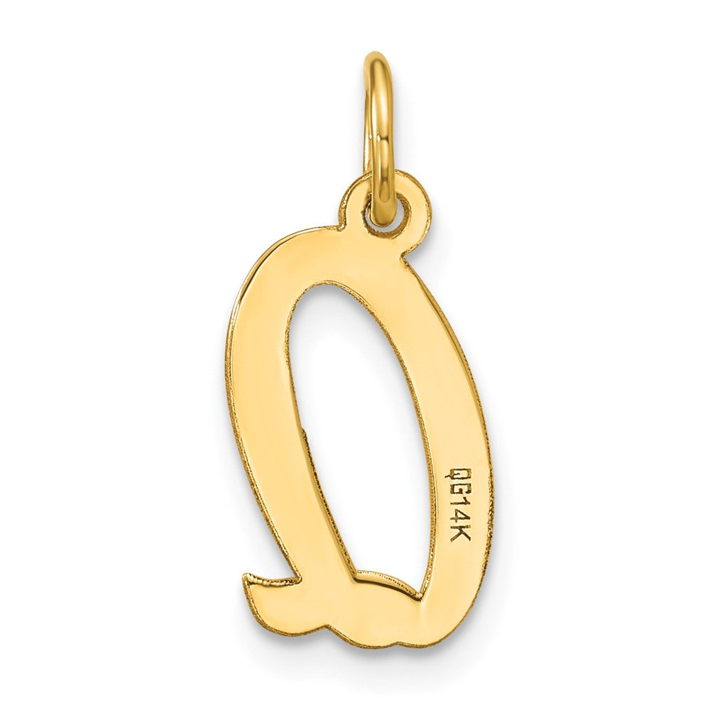 14K Gelbgold Mittel Schreibschrift Buchstabe Q Initiale Charm