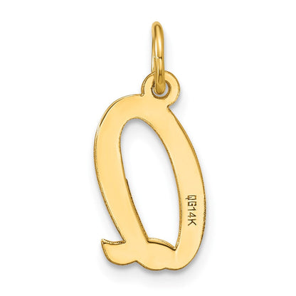 14K Gelbgold Mittel Schreibschrift Buchstabe Q Initiale Charm