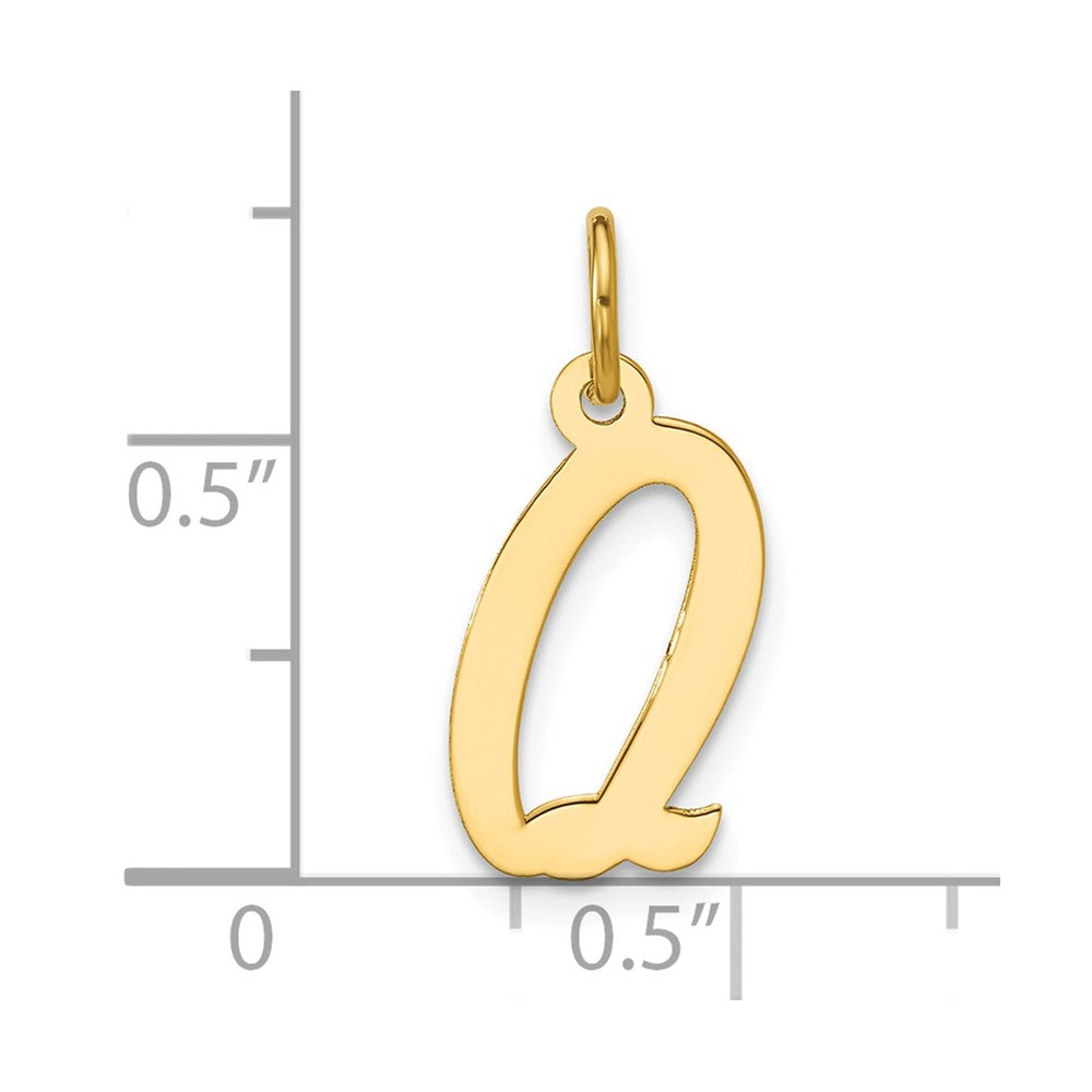 14K Gelbgold Mittel Schreibschrift Buchstabe Q Initiale Charm