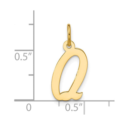 14K Gelbgold Mittel Schreibschrift Buchstabe Q Initiale Charm