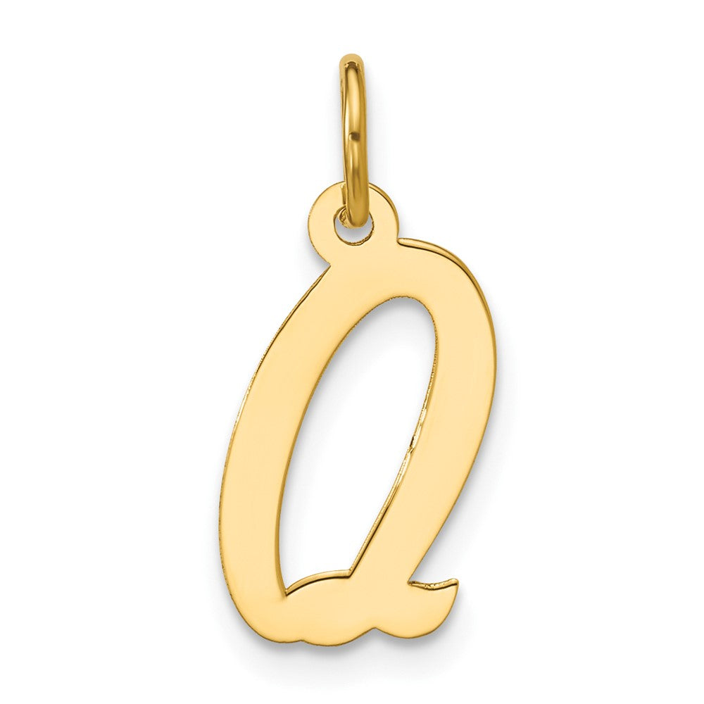 14K Gelbgold Mittel Schreibschrift Buchstabe Q Initiale Charm