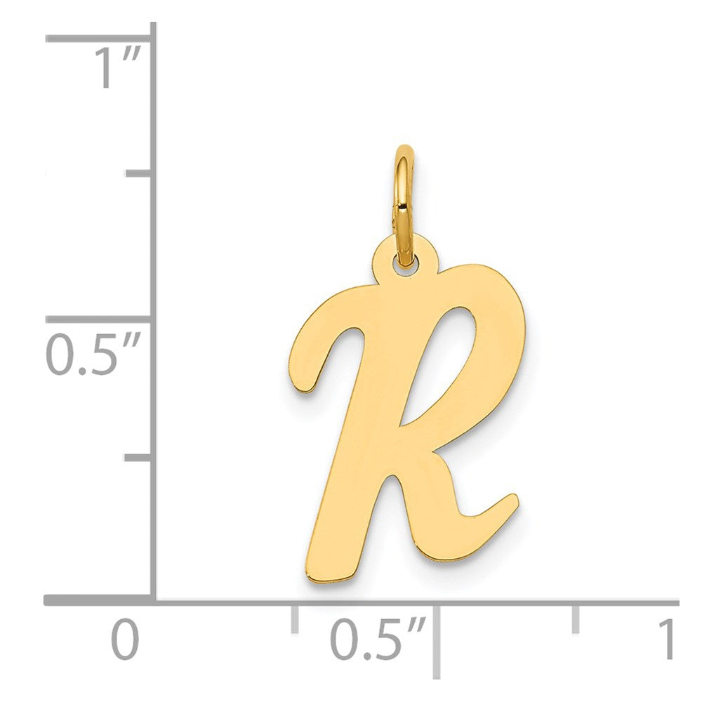 14K Gelbgold 14K Mittel Schreibschrift Buchstabe R Initiale Charm