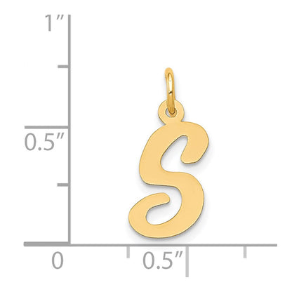 14K Gelbgold 14K Mittel Schreibschrift Buchstabe S Initiale Charm