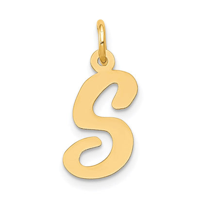 14K Gelbgold 14K Mittel Schreibschrift Buchstabe S Initiale Charm