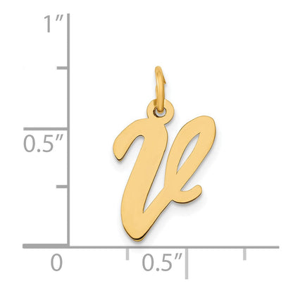 14K Gelbgold 14K Mittel Schreibschrift Buchstabe V Initiale Charm
