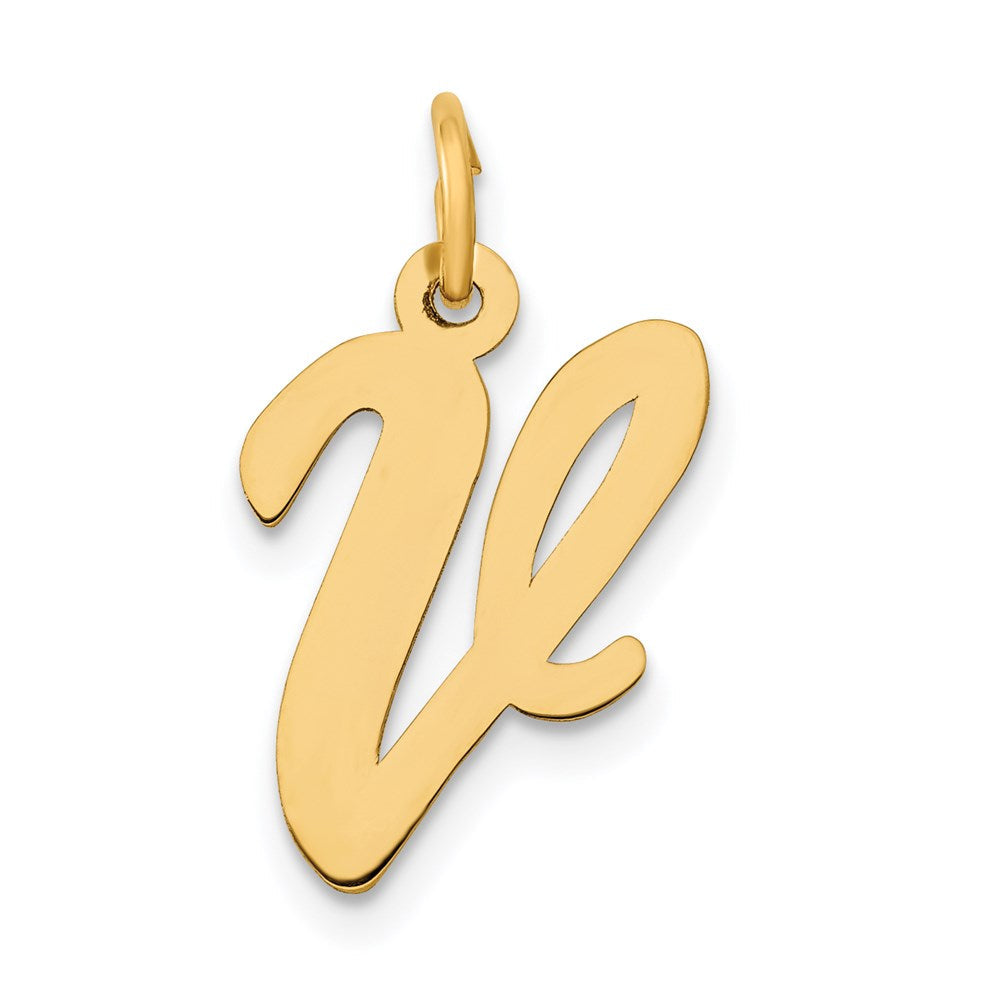 14K Gelbgold 14K Mittel Schreibschrift Buchstabe V Initiale Charm