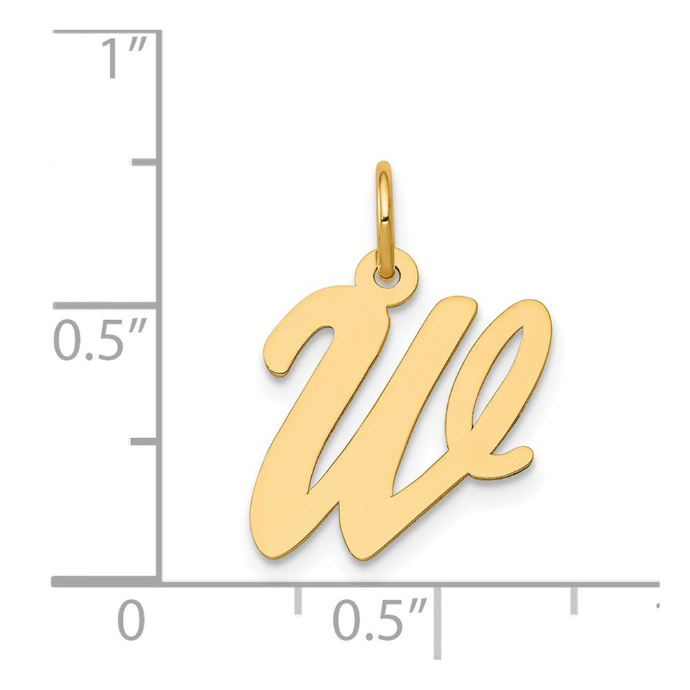 14K Gelbgold Mittel Schreibschrift Buchstabe W Initiale Charm