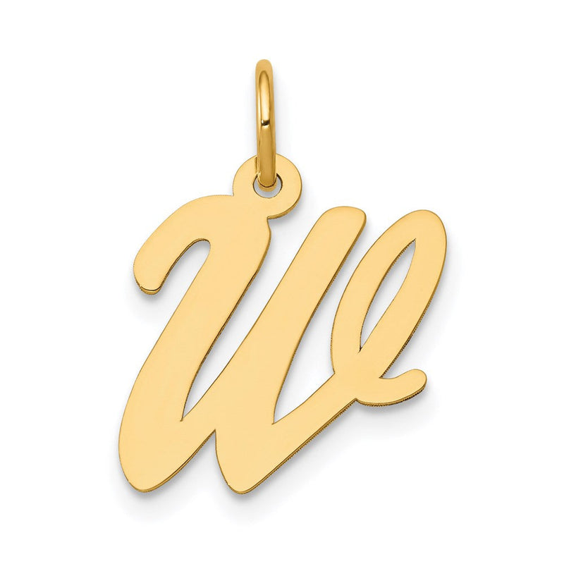 14K Gelbgold Mittel Schreibschrift Buchstabe W Initiale Charm
