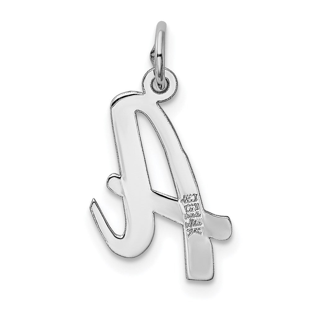 14K Weißgold 14K Weißgold Mittel Schreibschrift Buchstabe A Initiale Charm