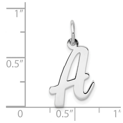 14K Weißgold 14K Weißgold Mittel Schreibschrift Buchstabe A Initiale Charm