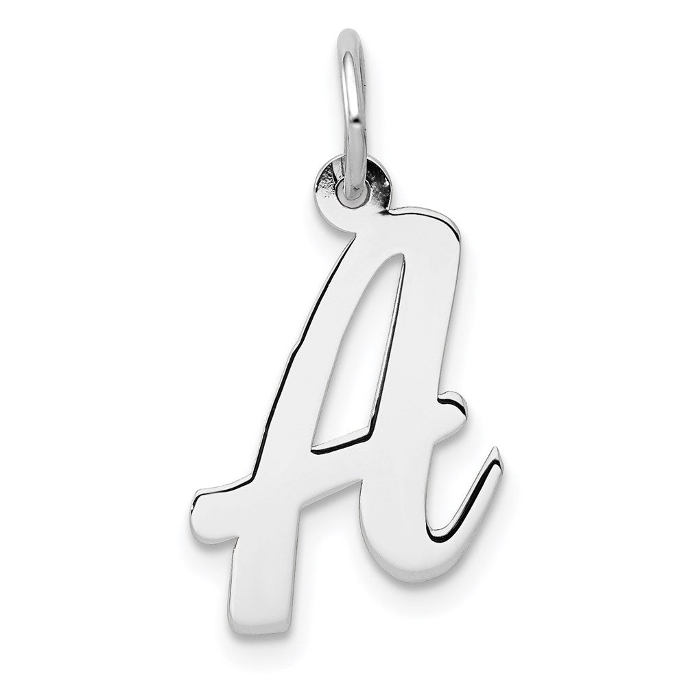 14K Weißgold 14K Weißgold Mittel Schreibschrift Buchstabe A Initiale Charm