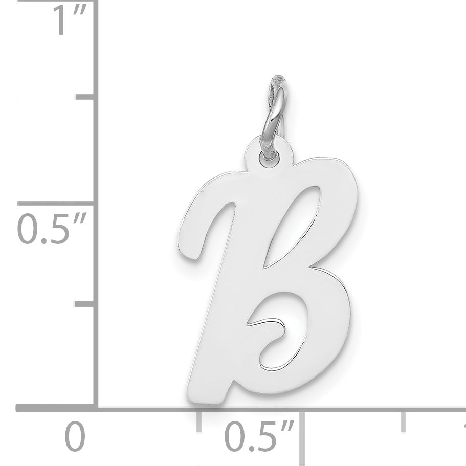 14K Weißgold 14K Weißgold Mittel Schreibschrift Buchstabe B Initiale Charm