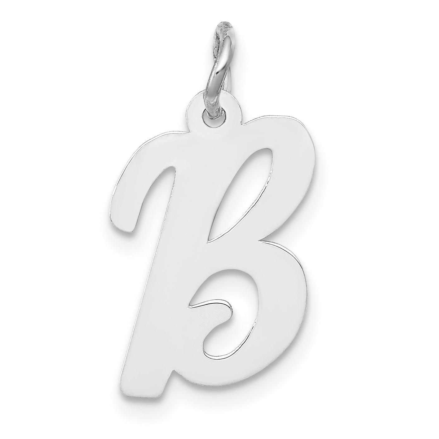 14K Weißgold 14K Weißgold Mittel Schreibschrift Buchstabe B Initiale Charm