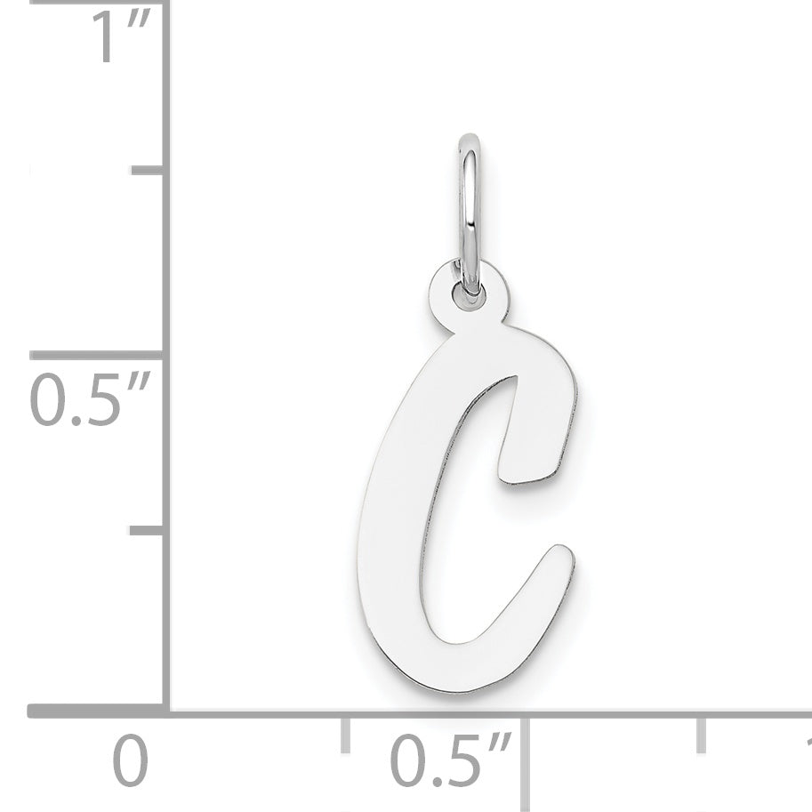 14K Weißgold 14K Weißgold Mittel Schreibschrift Buchstabe C Initiale Charm