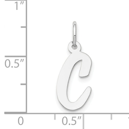 14K Weißgold 14K Weißgold Mittel Schreibschrift Buchstabe C Initiale Charm