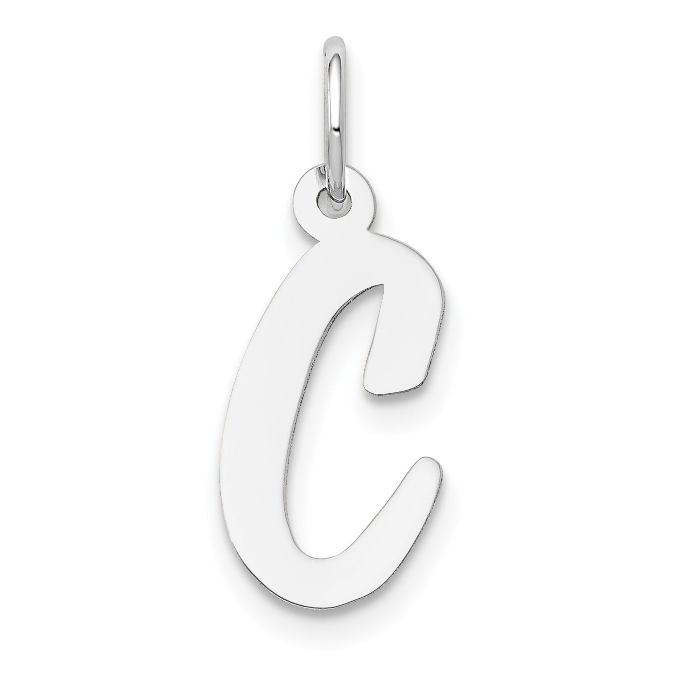 14K Weißgold 14K Weißgold Mittel Schreibschrift Buchstabe C Initiale Charm