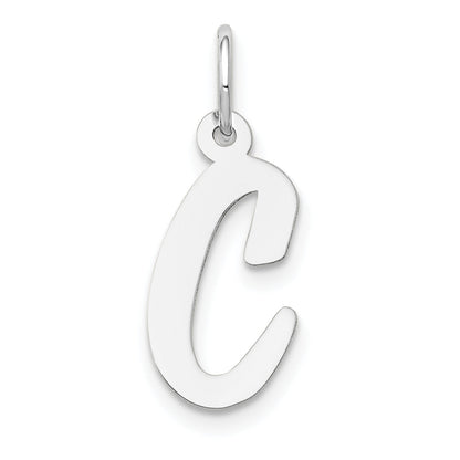 14K Weißgold 14K Weißgold Mittel Schreibschrift Buchstabe C Initiale Charm