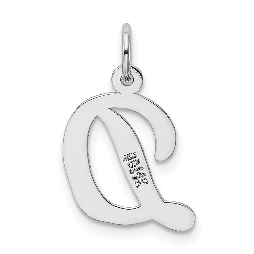 14K Weißgold 14K Weißgold Mittel Schreibschrift Buchstabe D Initiale Charm